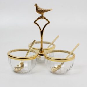 Schalenset für Nüsse, gold | Messing, Glas, Goldlegierung |
