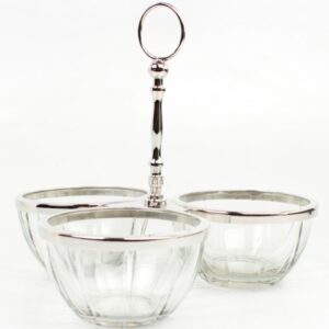 Schalenset für Nüsse | Messing vernickelt, Glas |