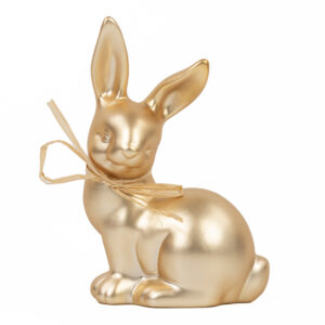 Hase sitzend gold matt | Porzellan  mit Schleife S |